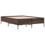 Engineered wood bed frame oak brown metal 140x200 cm by vidaXL, Beds and slatted bases - Ref: Foro24-3279801, Price: 149,23 €...