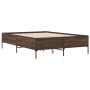 Engineered wood bed frame oak brown metal 140x200 cm by vidaXL, Beds and slatted bases - Ref: Foro24-3279801, Price: 149,23 €...