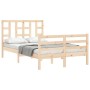 Double bed frame with solid wood headboard by vidaXL, Beds and slatted bases - Ref: Foro24-3193891, Price: 119,16 €, Discount: %