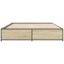 Sonoma oak metal engineered wood bed frame 140x200 cm by vidaXL, Beds and slatted bases - Ref: Foro24-3279843, Price: 124,91 ...