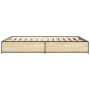 Sonoma oak metal engineered wood bed frame 140x200 cm by vidaXL, Beds and slatted bases - Ref: Foro24-3279843, Price: 126,43 ...
