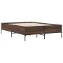 Engineered wood bed frame oak brown metal 160x200 cm by vidaXL, Beds and slatted bases - Ref: Foro24-3279791, Price: 150,33 €...