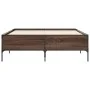 Engineered wood bed frame oak brown metal 160x200 cm by vidaXL, Beds and slatted bases - Ref: Foro24-3279791, Price: 150,33 €...