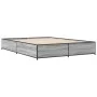 Sonoma gray metal engineered wood bed frame 135x190 cm by vidaXL, Beds and slatted bases - Ref: Foro24-3279860, Price: 123,63...