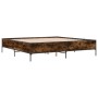 Engineered wood bed frame metal smoked oak 200x200cm by vidaXL, Beds and slatted bases - Ref: Foro24-3279779, Price: 152,65 €...