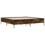 Engineered wood bed frame metal smoked oak 200x200cm by vidaXL, Beds and slatted bases - Ref: Foro24-3279779, Price: 150,75 €...