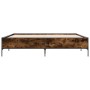Engineered wood bed frame metal smoked oak 200x200cm by vidaXL, Beds and slatted bases - Ref: Foro24-3279779, Price: 152,65 €...