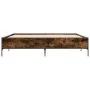 Engineered wood bed frame metal smoked oak 200x200cm by vidaXL, Beds and slatted bases - Ref: Foro24-3279779, Price: 150,75 €...