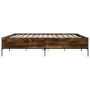 Engineered wood bed frame metal smoked oak 200x200cm by vidaXL, Beds and slatted bases - Ref: Foro24-3279779, Price: 152,65 €...