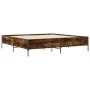 Engineered wood bed frame metal smoked oak 200x200cm by vidaXL, Beds and slatted bases - Ref: Foro24-3279779, Price: 150,75 €...