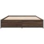 Oak brown metal engineered wood bed frame 150x200 cm by vidaXL, Beds and slatted bases - Ref: Foro24-3279841, Price: 130,30 €...