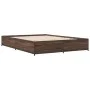 Oak brown metal engineered wood bed frame 150x200 cm by vidaXL, Beds and slatted bases - Ref: Foro24-3279841, Price: 130,30 €...