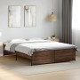 Bettgestell aus Holzwerkstoff, Eiche, braunes Metall, 160 x 200 cm von vidaXL, Betten und Lattenroste - Ref: Foro24-3279881, ...