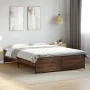 Estructura cama madera ingeniería metal marrón roble 160x200 cm de vidaXL, Camas y somieres - Ref: Foro24-3279881, Precio: 14...