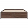 Engineered wood bed frame oak brown metal 160x200 cm by vidaXL, Beds and slatted bases - Ref: Foro24-3279881, Price: 148,59 €...