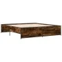 Engineered wood bed frame metal smoked oak 180x200cm by vidaXL, Beds and slatted bases - Ref: Foro24-3279874, Price: 149,35 €...