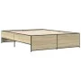 Estructura cama madera ingeniería metal roble Sonoma 140x200 cm de vidaXL, Camas y somieres - Ref: Foro24-3279888, Precio: 13...