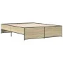 Estructura cama madera ingeniería metal roble Sonoma 150x200 cm de vidaXL, Camas y somieres - Ref: Foro24-3279883, Precio: 14...