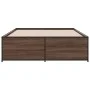 Estructura cama madera ingeniería metal marrón roble 135x190 cm de vidaXL, Camas y somieres - Ref: Foro24-3279906, Precio: 13...