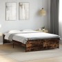 Estructura cama madera ingeniería metal roble ahumado 135x190cm de vidaXL, Camas y somieres - Ref: Foro24-3279904, Precio: 13...