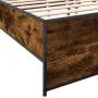 Engineered wood bed frame metal smoked oak 135x190cm by vidaXL, Beds and slatted bases - Ref: Foro24-3279904, Price: 132,37 €...