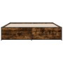 Estructura cama madera ingeniería metal roble ahumado 200x200cm de vidaXL, Camas y somieres - Ref: Foro24-3279869, Precio: 15...