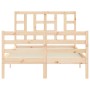 Double bed frame with solid wood headboard by vidaXL, Beds and slatted bases - Ref: Foro24-3193891, Price: 119,16 €, Discount: %