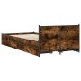 Cama con cajones madera de ingeniería roble ahumado 90x190 cm