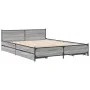 Sonoma gray engineered wood bed with drawers 135x190 cm by vidaXL, Beds and slatted bases - Ref: Foro24-3279950, Price: 178,0...