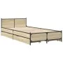 Sonoma oak engineered wood bed with drawers 75x190 cm by vidaXL, Beds and slatted bases - Ref: Foro24-3279973, Price: 143,49 ...
