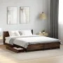 Oak brown engineered wood bed with drawers 150x200 cm by vidaXL, Beds and slatted bases - Ref: Foro24-3279931, Price: 187,14 ...