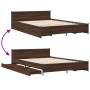 Oak brown engineered wood bed with drawers 150x200 cm by vidaXL, Beds and slatted bases - Ref: Foro24-3279931, Price: 189,43 ...