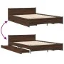 Oak brown engineered wood bed with drawers 150x200 cm by vidaXL, Beds and slatted bases - Ref: Foro24-3279931, Price: 187,14 ...