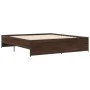 Oak brown metal engineered wood bed frame 180x200 cm by vidaXL, Beds and slatted bases - Ref: Foro24-3279876, Price: 154,20 €...