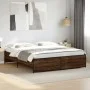 Oak brown metal engineered wood bed frame 180x200 cm by vidaXL, Beds and slatted bases - Ref: Foro24-3279876, Price: 154,20 €...