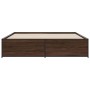 Estructura cama madera ingeniería metal marrón roble 180x200 cm de vidaXL, Camas y somieres - Ref: Foro24-3279876, Precio: 15...