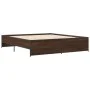 Oak brown metal engineered wood bed frame 180x200 cm by vidaXL, Beds and slatted bases - Ref: Foro24-3279876, Price: 154,20 €...