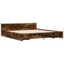 Cama con cajones madera de ingeniería roble ahumado 180x200 cm