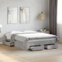 Concrete gray engineered wood bed with drawers 120x200 cm by vidaXL, Beds and slatted bases - Ref: Foro24-3280394, Price: 155...