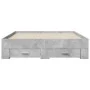 Concrete gray engineered wood bed with drawers 120x200 cm by vidaXL, Beds and slatted bases - Ref: Foro24-3280394, Price: 155...