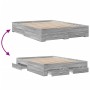 Cama con cajones madera ingeniería gris Sonoma 140x200 cm