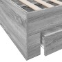 Cama con cajones madera ingeniería gris Sonoma 140x200 cm