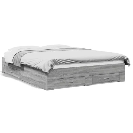 Sonoma gray engineered wood bed with drawers 160x200 cm by vidaXL, Beds and slatted bases - Ref: Foro24-3280375, Price: 203,2...