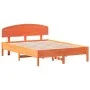 Estructura cama con cabecero madera pino marrón cera 135x190 cm de vidaXL, Camas y somieres - Ref: Foro24-3207232, Precio: 18...