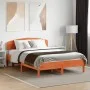Bed frame with wax brown pine wood headboard 135x190 cm by vidaXL, Beds and slatted bases - Ref: Foro24-3207232, Price: 182,0...