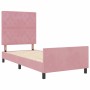 Estructura de cama con cabecera Rosa 90 x 200 cm Terciopelo