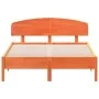 Estructura cama con cabecero madera pino marrón cera 135x190 cm de vidaXL, Camas y somieres - Ref: Foro24-3207232, Precio: 18...