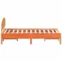Bed frame with wax brown pine wood headboard 135x190 cm by vidaXL, Beds and slatted bases - Ref: Foro24-3207232, Price: 182,0...