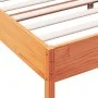 Bed frame with wax brown pine wood headboard 135x190 cm by vidaXL, Beds and slatted bases - Ref: Foro24-3207232, Price: 182,0...