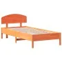 Bed frame with wax brown pine wood headboard 90x200 cm by vidaXL, Beds and slatted bases - Ref: Foro24-3207224, Price: 146,58...